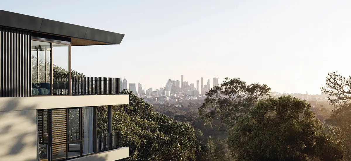 Oakwood apartments with view of Melbourne city